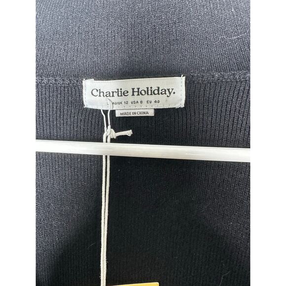 Charlie Holiday Black V Neck Pullover Sweaters - Picture 5 of 8
